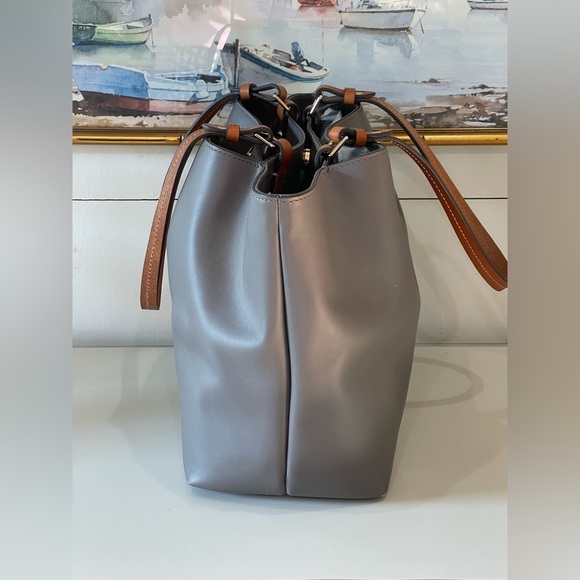 Dooney & Bourke large Flynn tote color elephant buttery smooth leather Clean - Picture 3 of 16